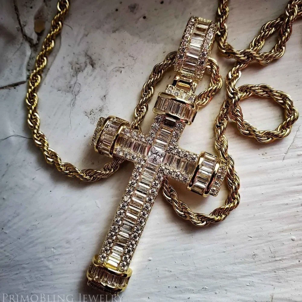 Luxury Baguette Cross Necklace